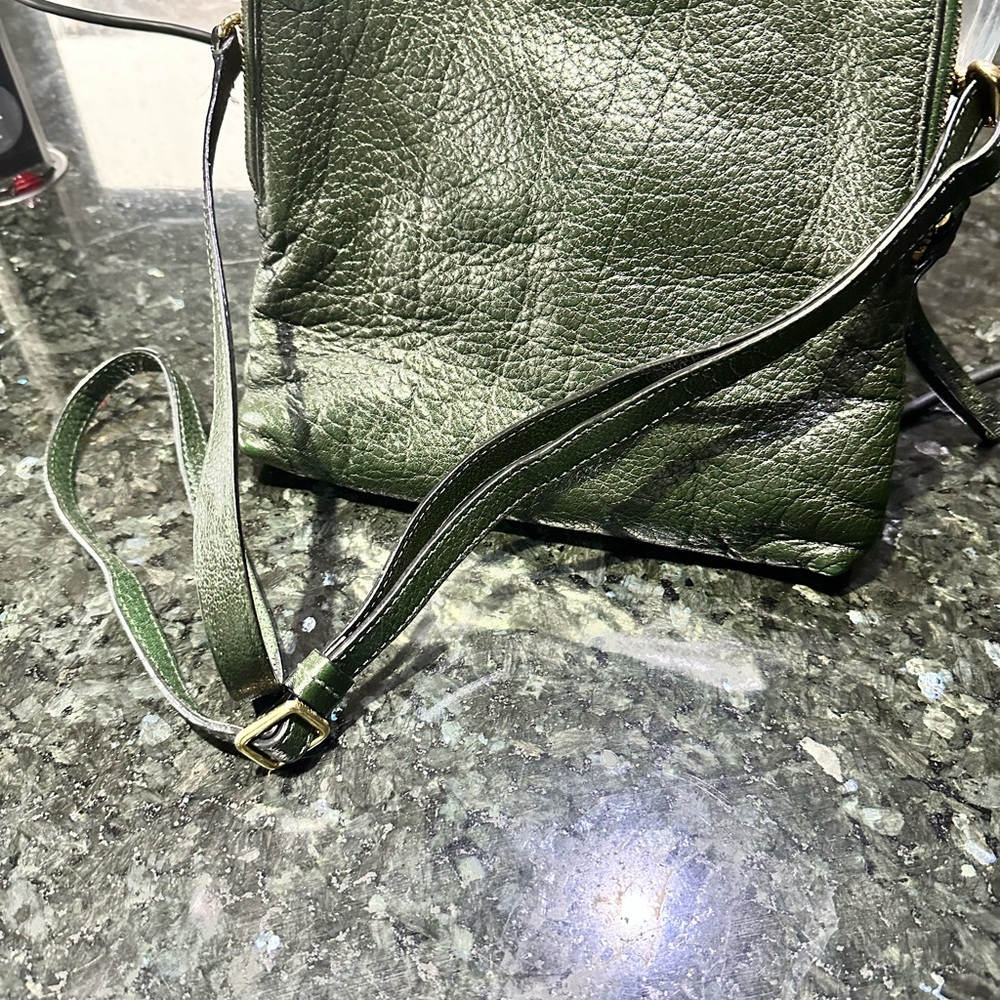 Banana Republic Dark Green Leather Crossbody Bag